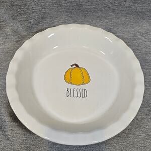 Rae Dunn "Blessed" Pie Plate Artisan Collection by Magenta 10.5" Fluted Pumpkin